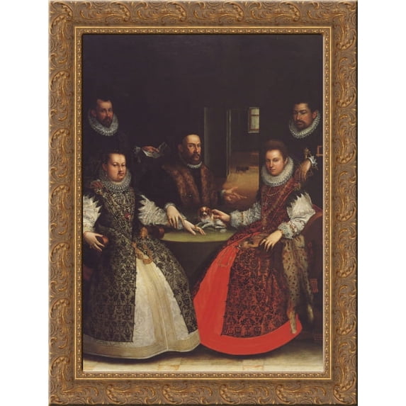 Portrait of the Coozzadini Family 24x18 Gold Ornate Wood Framed Canvas Art by Lavinia Fontana