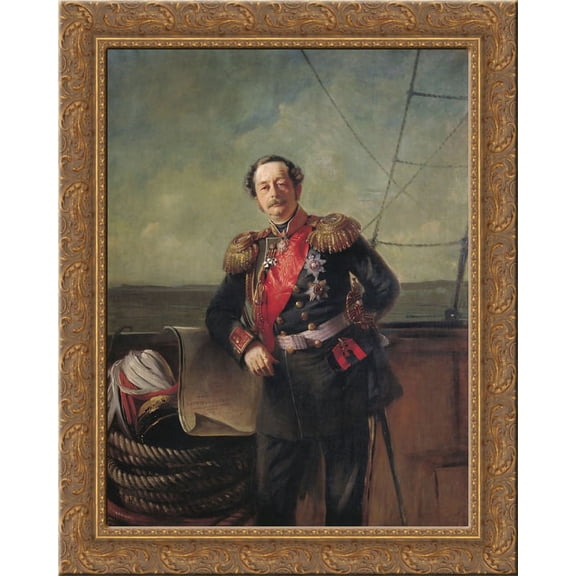 Portrait of the Count Nikolay Muravyov Amursky 20x24 Gold Ornate Wood Framed Canvas Art by Makovsky, Konstantin