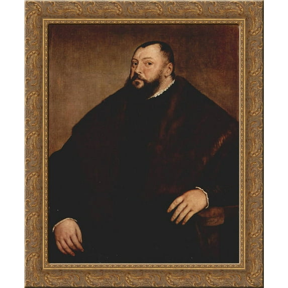 Portrait of the Great Elector John Frederick of Saxony 24x20 Gold Ornate Wood Framed Canvas Art by Titian