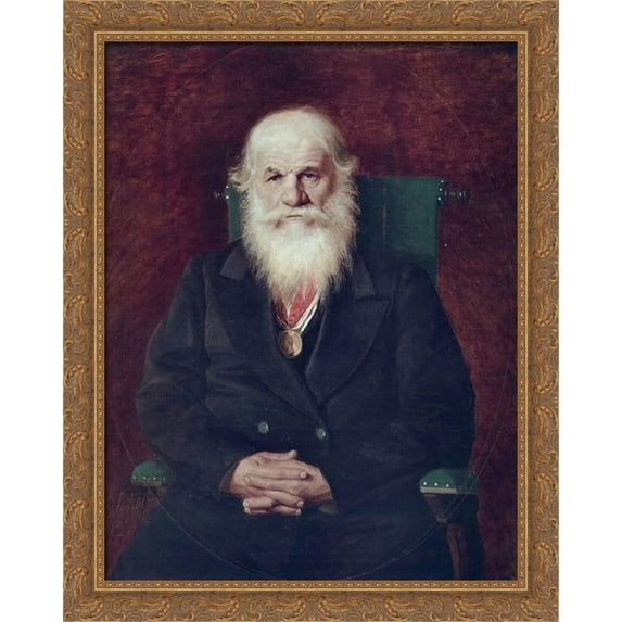 Portrait of the Historian Mikhail Pogodin 28x34 Large Gold Ornate Wood Framed Canvas Art by Vasily Perov