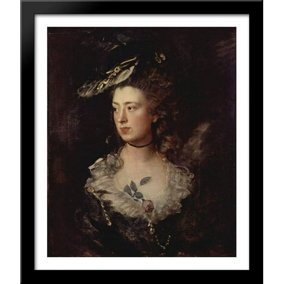 Portrait of the Mary Gainsborough 28x34 Large Black Wood Framed Print Art by Thomas Gainsborough