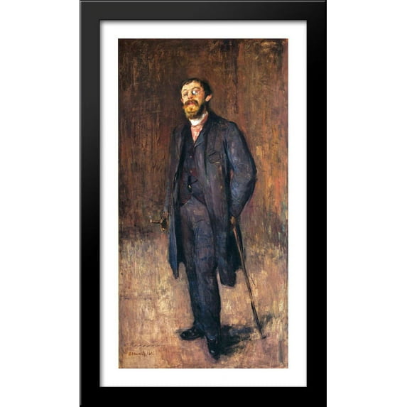 Portrait of the Painter Jensen Hjell 22x40 Large Black Wood Framed Print Art by Edvard Munch