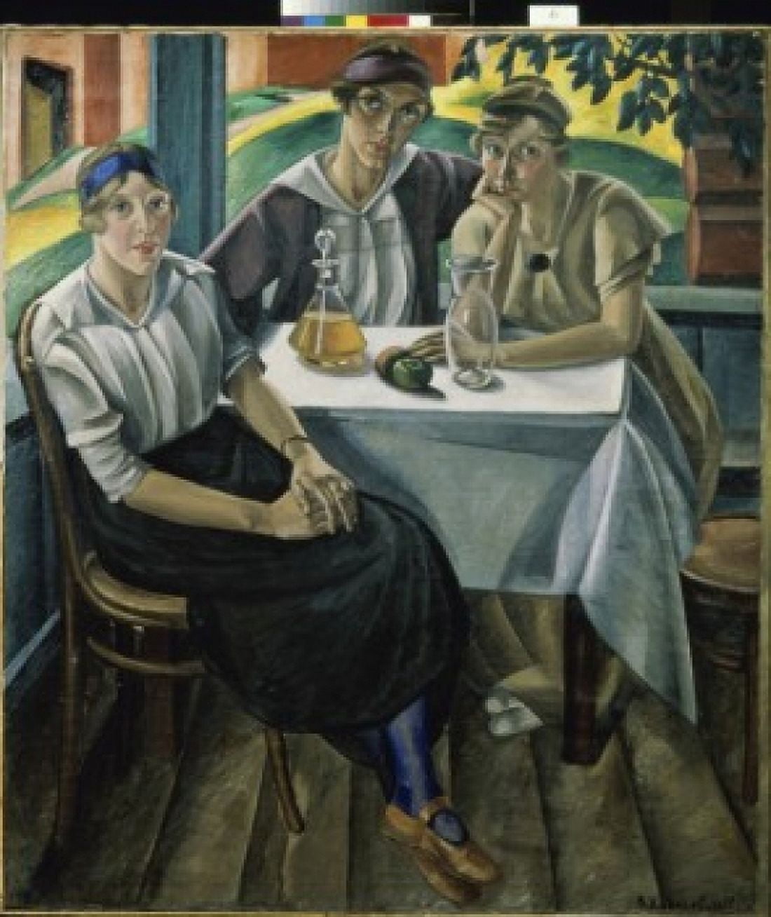 Portrait of the Petrov Sisters 1916 Vladislav Khodasevich (1886-1939 Russian) Canvas Art - Vladislav Khodasevich (18 x 24)