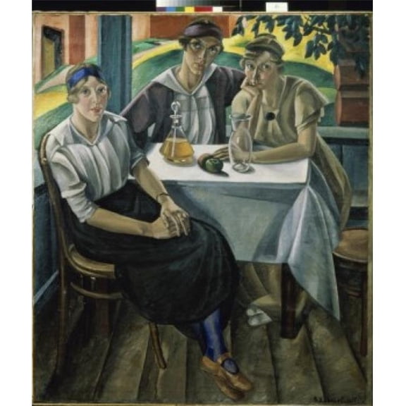 Portrait of the Petrov Sisters 1916 Vladislav Khodasevich 1886-1939 Russian Poster Print - 18 x 24 in.