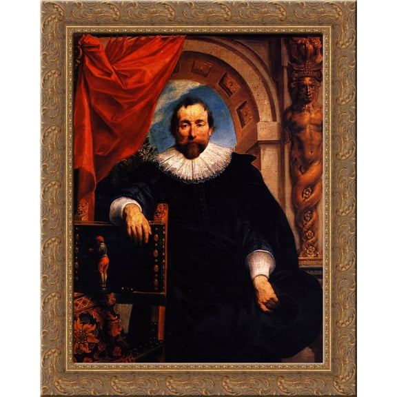 Portrait of the Rogier Witer 24x20 Gold Ornate Wood Framed Canvas Art by Jacob Jordaens