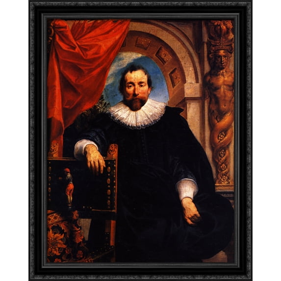 Portrait of the Rogier Witer 28x36 Large Black Ornate Wood Framed Canvas Art by Jacob Jordaens
