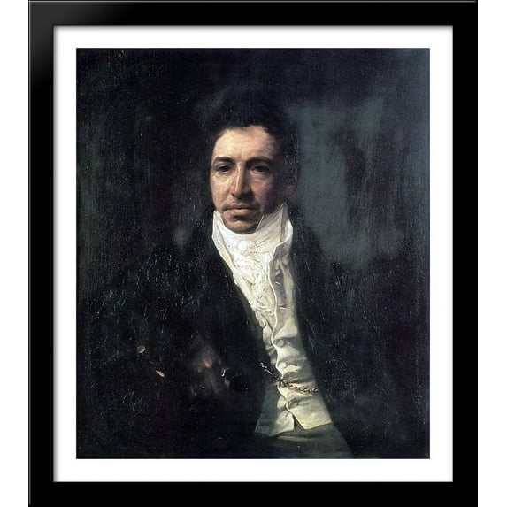 Portrait of the Secretary of State Piotr Kikin 28x32 Large Black Wood Framed Print Art by Karl Bryullov