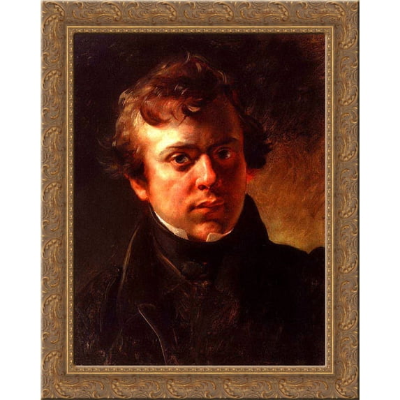 Portrait of the architect A. Gornostaev 24x20 Gold Ornate Wood Framed Canvas Art by Karl Bryullov
