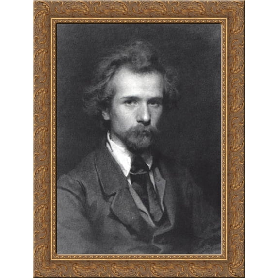Portrait of the artist Paval Shestakova 20x24 Gold Ornate Wood Framed Canvas Art by Kramskoi, Ivan Nikolaevich