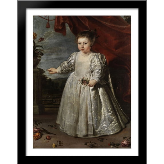 Portrait of the artist's daughter 28x36 Large Black Wood Framed Print Art by Cornelis de Vos