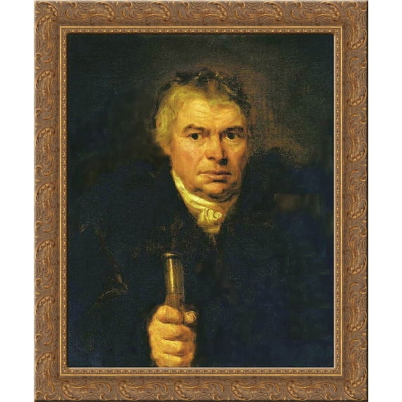 Portrait of the artist's father, Adam Karlovich Schwalbe 24x20 Gold Ornate Wood Framed Canvas Art by Orest Kiprensky