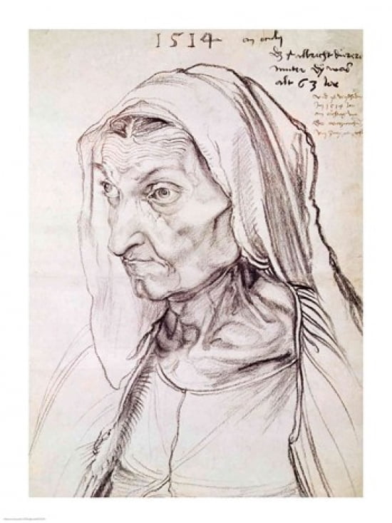 Portrait of the artists mother 1514 Canvas Art - Albrecht Durer (18 x 24)