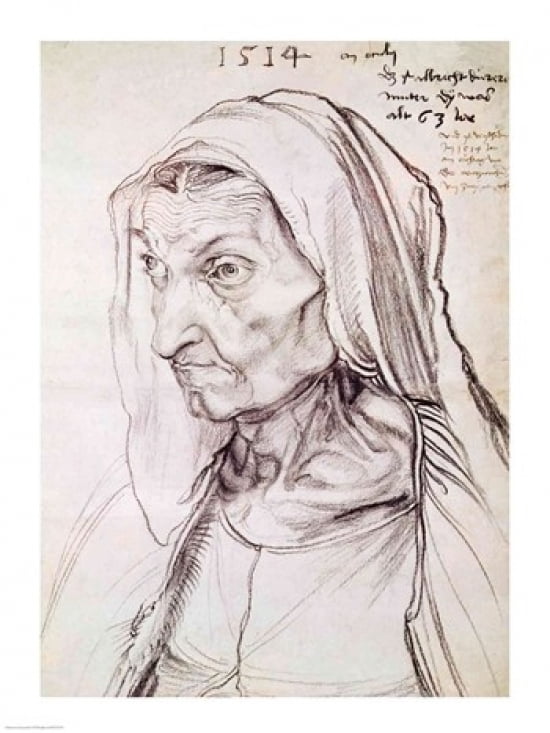 Portrait of the artists mother 1514 Canvas Art - Albrecht Durer (24 x 36)