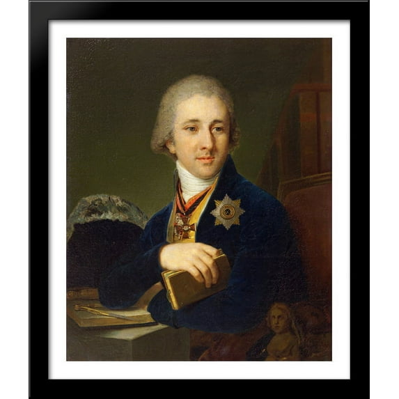 Portrait of the author Alexander Labsin 28x34 Large Black Wood Framed Print Art by Vladimir Borovikovsky