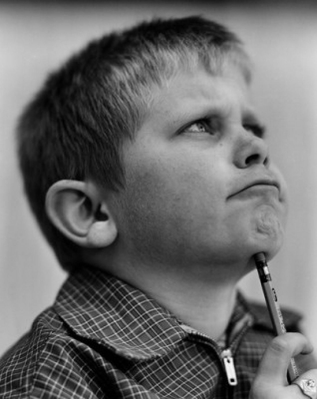 Portrait of thinking boy Canvas Art - (18 x 24)