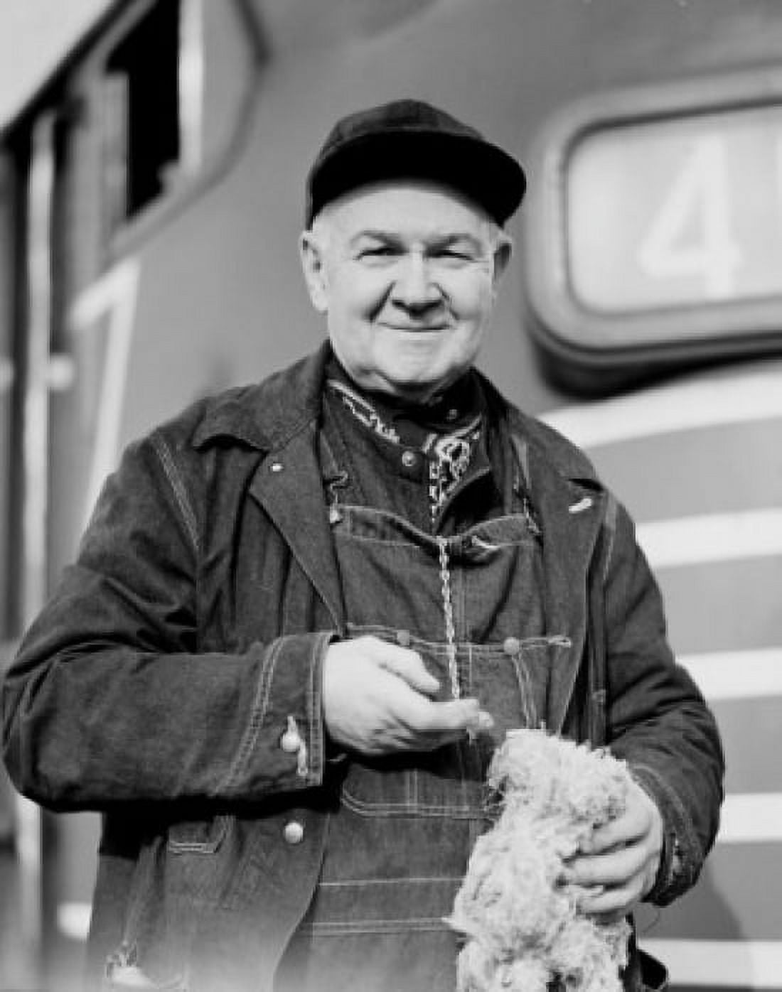 Portrait of train driver by train Canvas Art - (24 x 36)