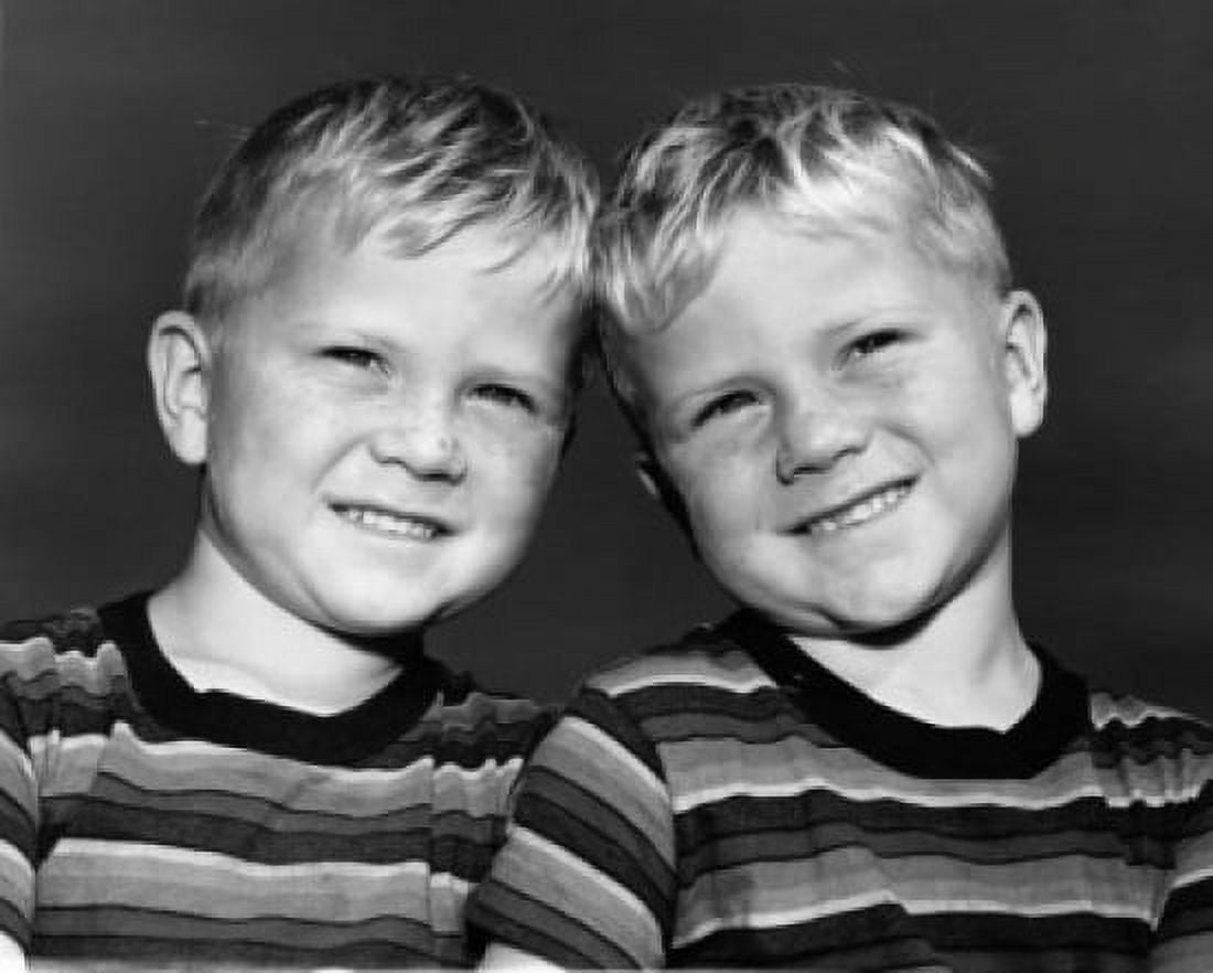 Portrait of twin boys smiling Canvas Art - (18 x 24)