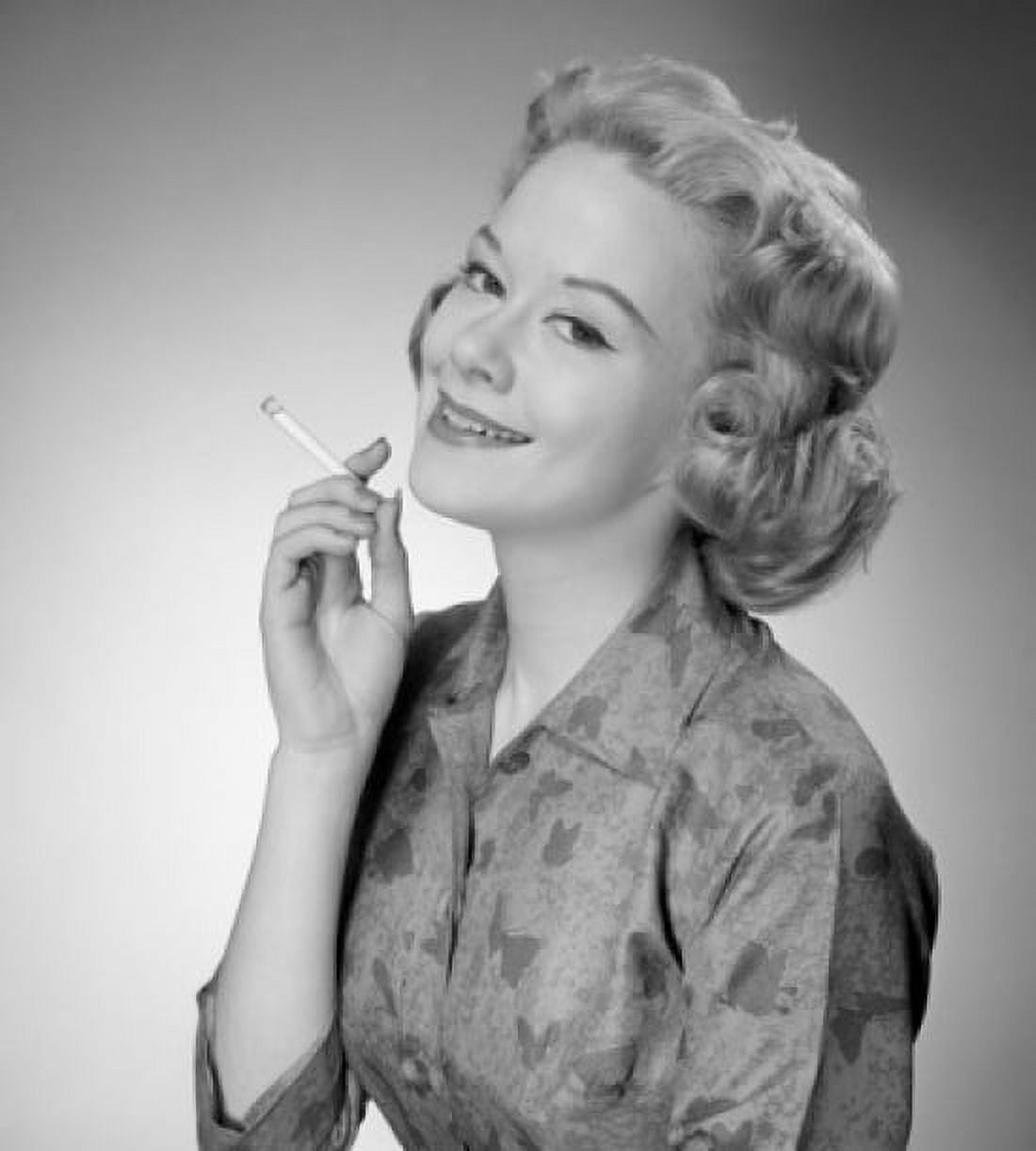 Portrait of woman smoking Canvas Art - (24 x 36)