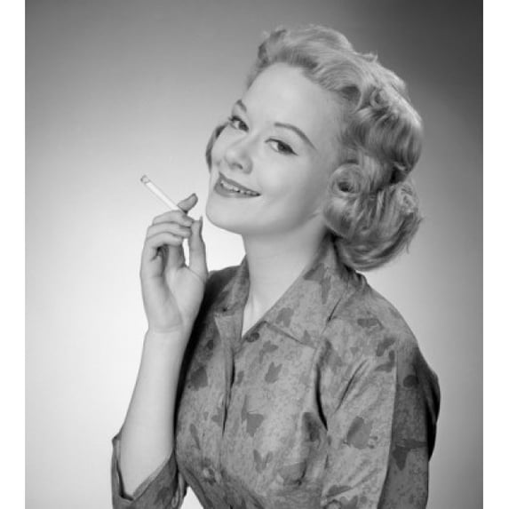 Portrait of woman smoking Poster Print (18 x 24)