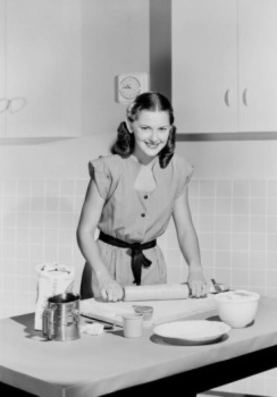 Portrait of woman with rolling pin in kitchen Canvas Art -  (24 x 36)