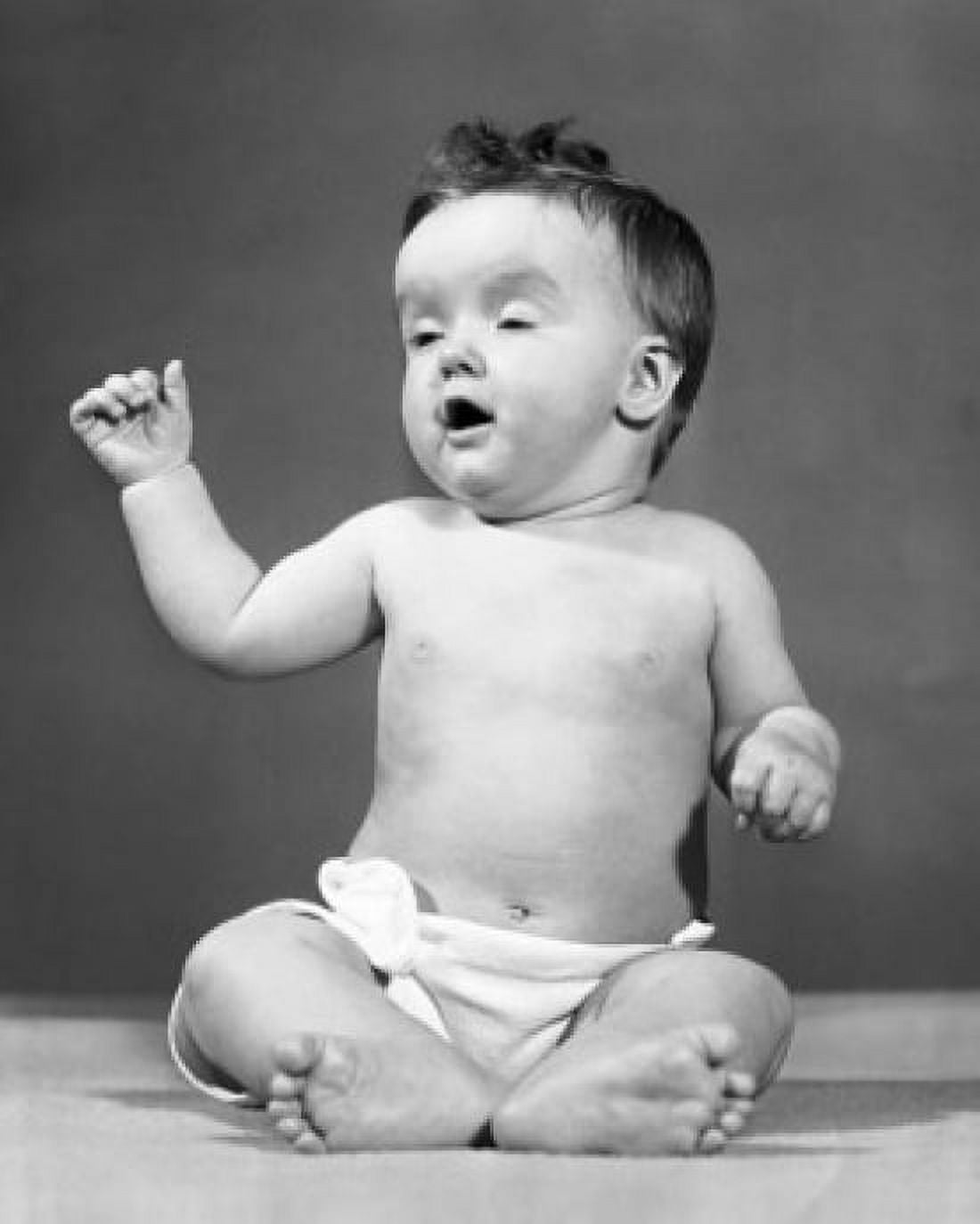 Portrait of yawning baby Canvas Art - (18 x 24)