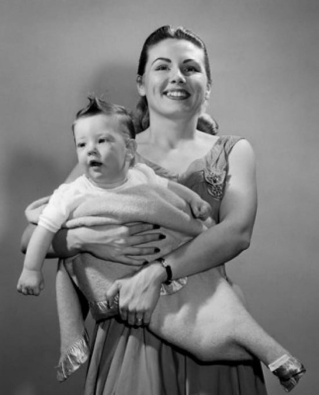 Portrait of young mother holding baby boy Canvas Art - (18 x 24)