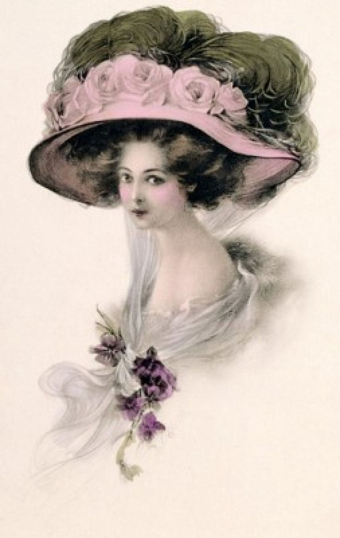 Portrait of young woman Nostalgia Cards Canvas Art - (18 x 24)