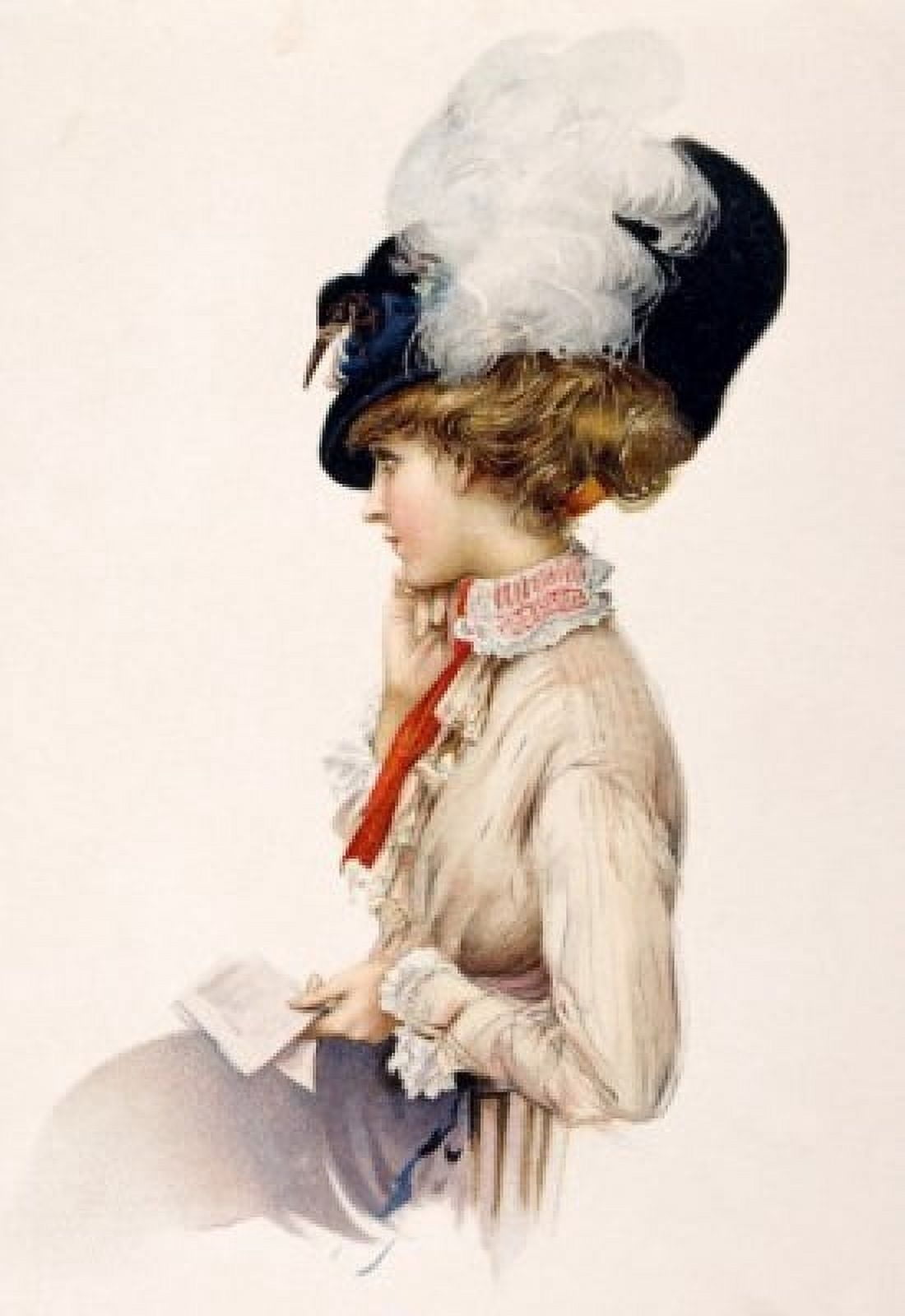 Portrait of young woman Nostalgia Cards Canvas Art - (18 x 24)