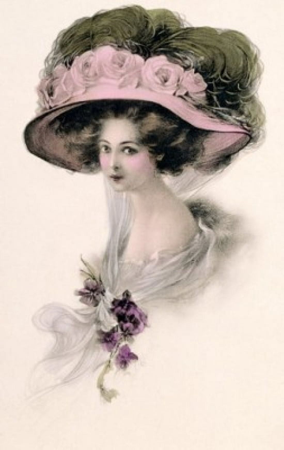 Portrait of young woman Nostalgia Cards Canvas Art - (24 x 36)