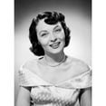 thumbnail image 1 of Portrait of young woman wearing evening dress smiling Poster Print (18 x 24), 1 of 4