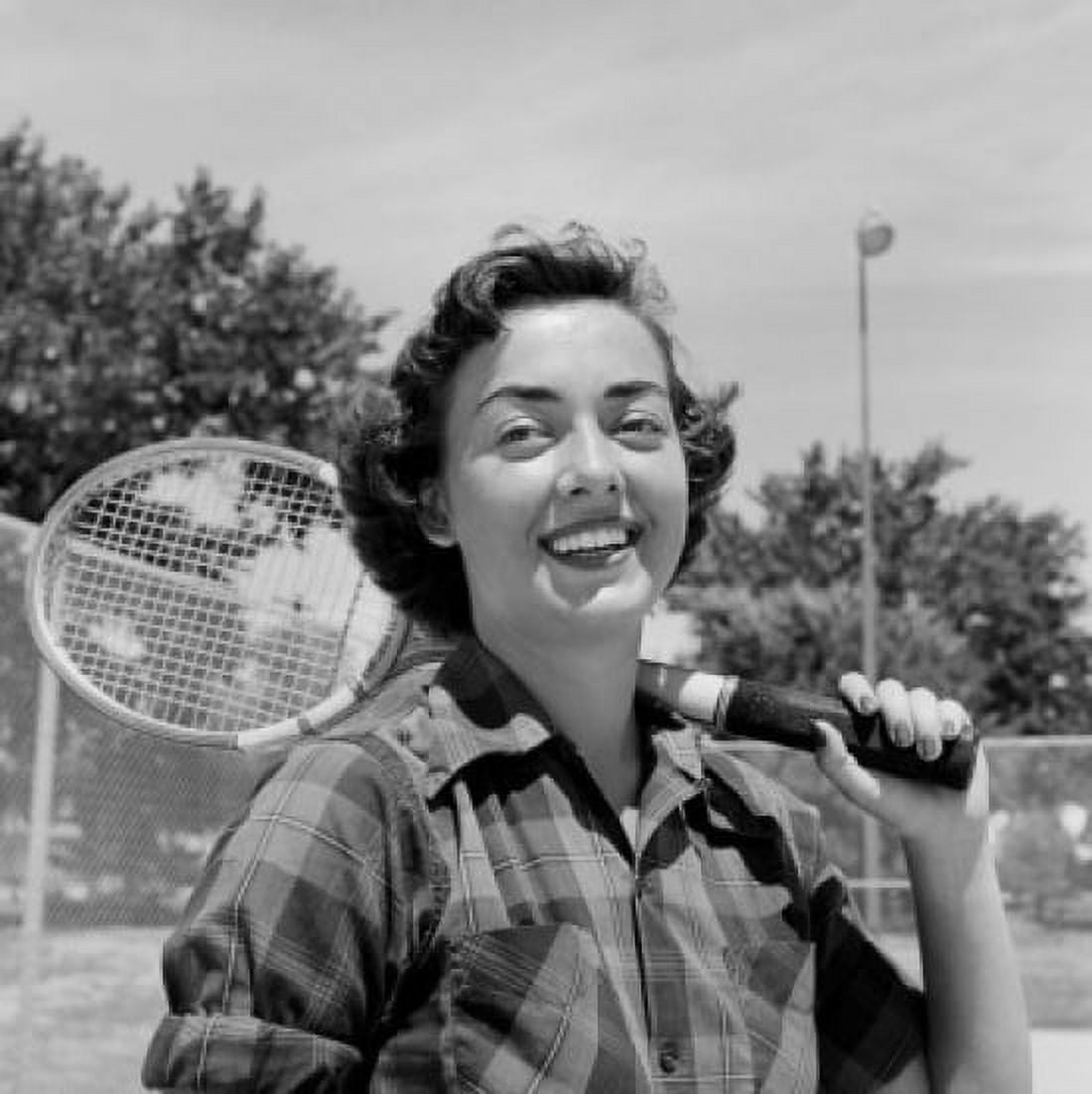 Portrait of young woman with tennis racket Canvas Art - (18 x 24)