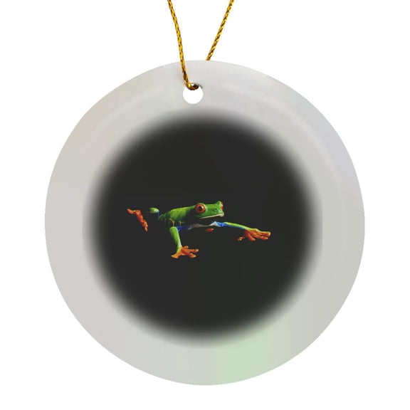 3drose, Portraits of Green Tree Frogs - Us05 Mwr0009 - Micah Wright, Circle Porcelain Ornament