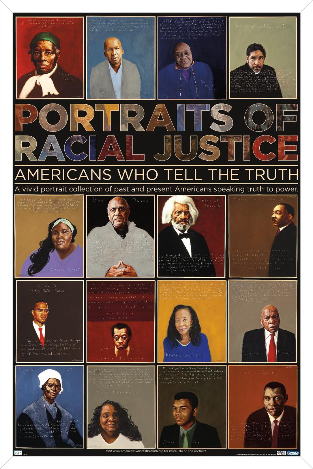 Portraits of Racial Justice - Americans Who Tell The Truth Wall Poster, 22.375" x 34" Framed