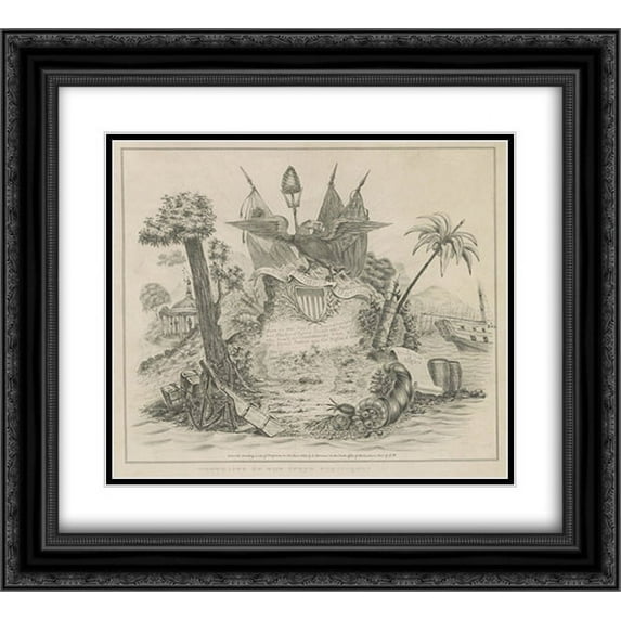 Portraits of the seven presidents of the U.S. 16x24 Double Matted Black Ornate Framed Art Print