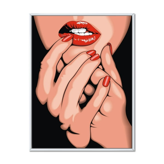 Portray Of A Young Modern Girl 16 in x 32 in Framed Painting Canvas Art Print, by Designart