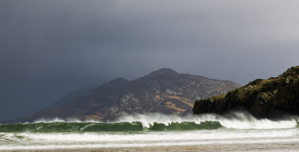 Portsalon County Donegal Ireland Wave Breaking On Shore Canvas Art - Peter McCabe Design Pics (19 x 10)