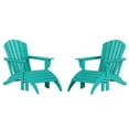 thumbnail image 1 of Portside 4-Piece Adirondack Chair with Matching Ottoman Footrest Set Turquoise, 1 of 8