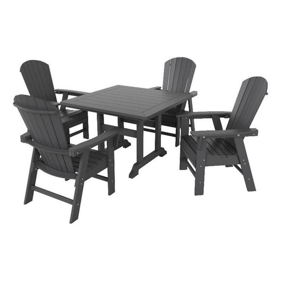 Portside 5-Piece Square Table and Seashell Adirondack Chair Dining Set