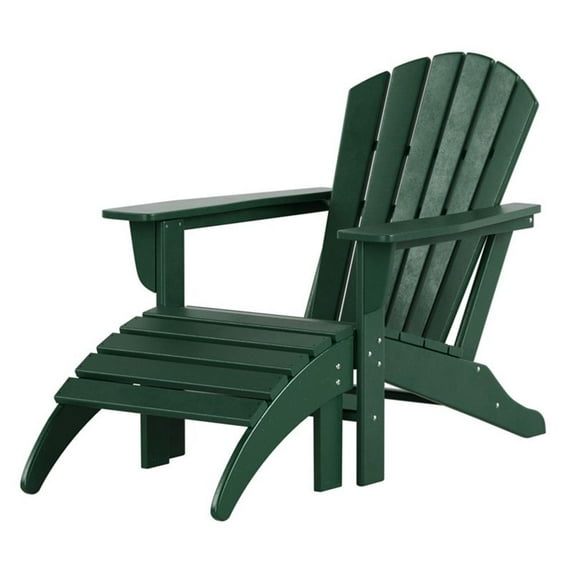 Portside Adirondack Chair with Matching Ottoman Footrest 2-Piece Set