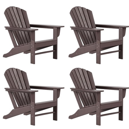 Portside Classic Outdoor Adirondack Chair (Set of 4) in Dark Brown