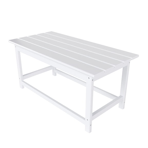 Costaelm Outdoor Poly Plastic Adirondack Coffee Table, Rectangle Patio Coffee Table, White