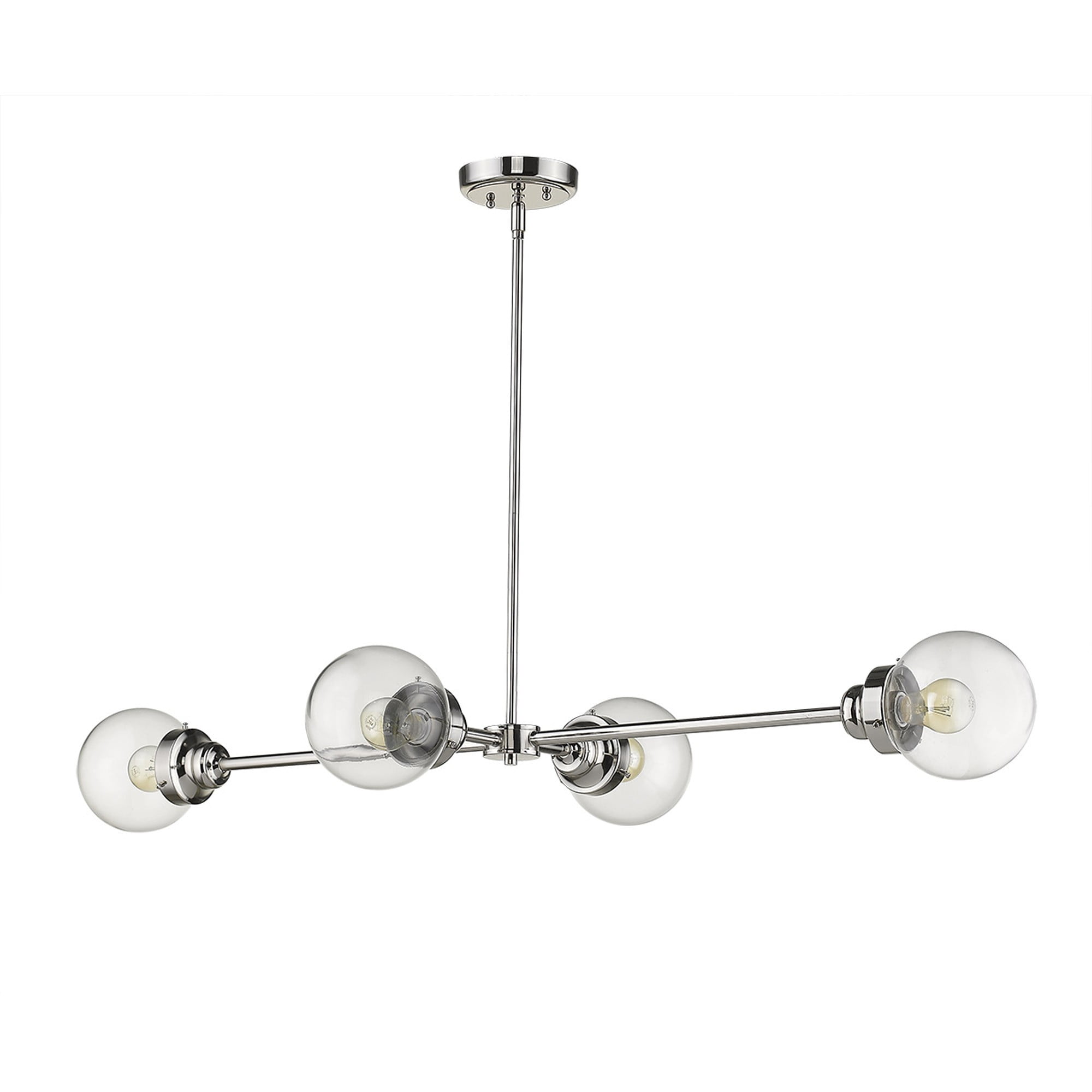 Polished Nickel 4-Light Globe Island Pendant with Clear Glass Shades