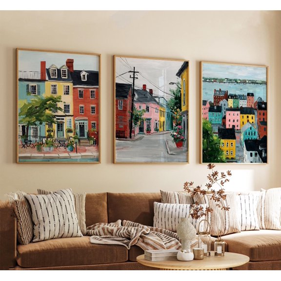 Portsmouth New Hampshire Coastal Travel Usa Harbor Historic Seaport Minimalist Poster, Set 3, Poster Only