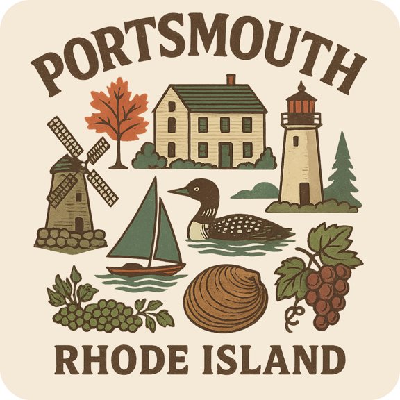 Portsmouth Rhode Island Keepsakes Souvenir Vinyl Sticker – Destination Travel Keepsake Collectible (3-Inches Wide)