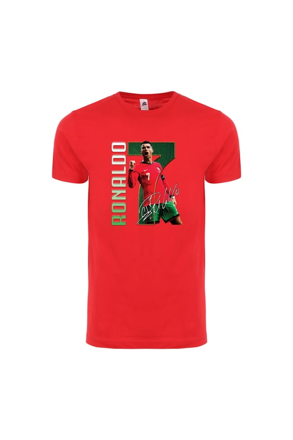 Portugal #7 Soccer Fan T-Shirt – Adult Unisex Cotton Tee – Short Sleeve - Red - 3XL