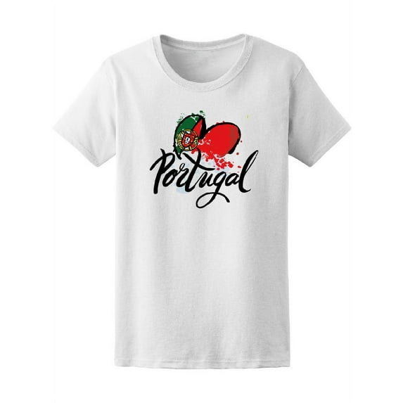 Portugal Cute Flag Heart T-Shirt Women -Image by Shutterstock, Female Large