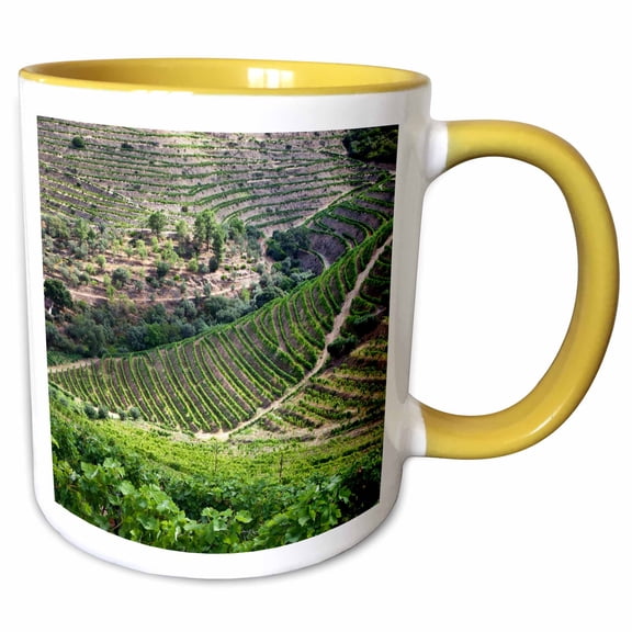 3drose, Portugal, Douro Valley, Pinhao. the Vineyards of the Douro Valley., 11oz Two-tone Yellow Mug