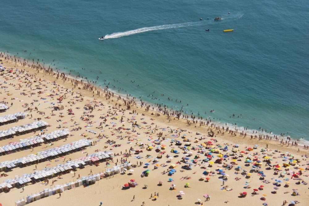 Portugal Estremadura Province Nazare Beach seen from the old village of Sitio on top of the cliff Nazare Canvas Art - Heather Elton Design Pics (19 x 12)