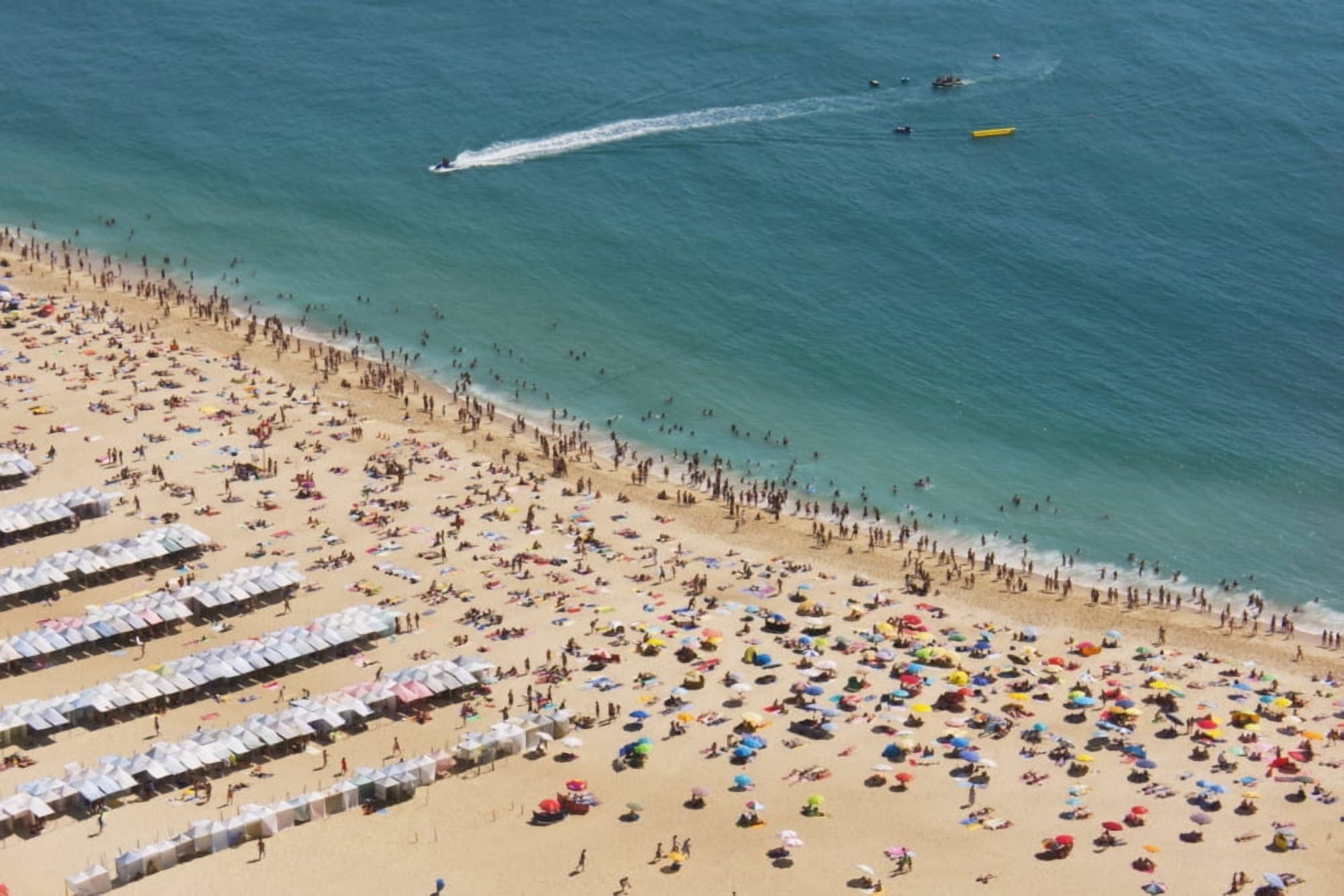Portugal Estremadura Province Nazare Beach seen from the old village of Sitio on top of the cliff Nazare Canvas Art - Heather Elton Design Pics (38 x 24)