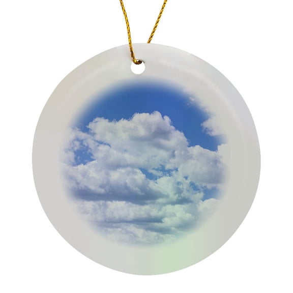 3drose, Portugal, Evora. White Clouds Floating in a Blue Sky., Circle Porcelain Ornament